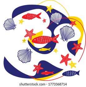 vector illustration-sea summer theme. Ideas for background and prints
