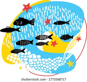 vector illustration-sea summer theme. Ideas for background and prints