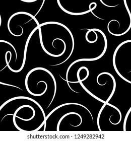 Vector illustration.Seamless black and white background with curls.EPS 8