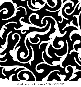 Vector illustration.Seamless black and white background with curls.EPS 8