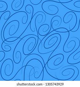 Vector illustration.Seamless blue background with curls.EPS 8