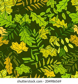 Vector illustration.Seamless pattern of autumn leaves