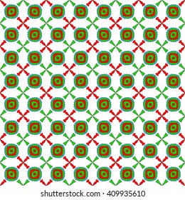 Vector illustration.Seamless Pattern With color Ornament. For design, wallpaper, textile. Green, blue, red color
