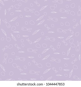 Vector illustration.Seamless pattern with Easter symbols.Carrot,bunny,egg.