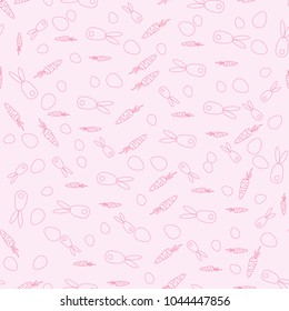 Vector illustration.Seamless pattern with Easter symbols.Carrot,bunny,egg.