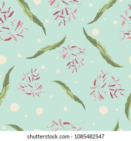 Vector illustration.Seamless pattren of seaweeds.