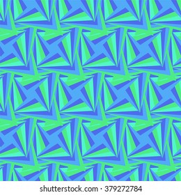 Vector Illustration.Seamless Polygonal Blue and Green Pattern. Geometric Abstract Background