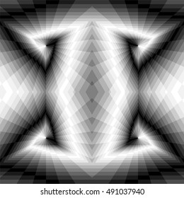 Vector Illustration.Seamless Triangle Abyss. Monochrome Rectangles Expanding from the Center Create Optical Illusion of Volume and Depth. Geometric Abstract Background. Suitable for Web Design.