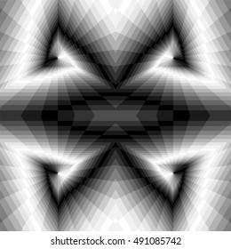 Vector Illustration.Seamless Triangle Abyss. Monochrome Rectangles Expanding from the Center Create Optical Illusion of Volume and Depth. Geometric Abstract Background. Suitable for Web Design.