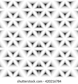 Vector Illustration.Seamless White Polygonal Pattern. Geometrical Triangle Abstract Background with Visual Volume Effect. Suitable for textile, fabric, packaging and web design.