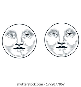 Vector illustration.Seance, cult of space and magic. Vector graphics. Magic of the sun and moon.