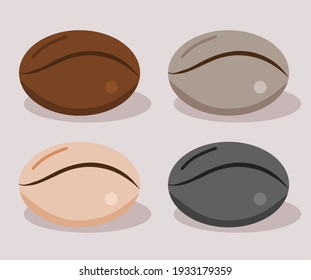 Vector illustrationset  of brown coffee beans for making drinks in cafe, logo, perfect for coffee product advertisement