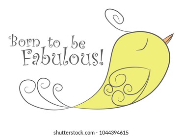 Vector Illustration.Simple design of cute  fabulous yellow bird. Perfect for  card, banners, stickers, posters and other printable things.