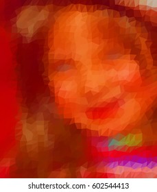 Vector illustration.Smiling kid. Small girl with hat. Child in atelier.