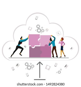 Vector illustration,Storing data on the Cloud, Save the document to the Cloud,​  Up​load, down load, 