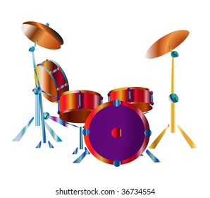 vector illustration,stylized drums, white background