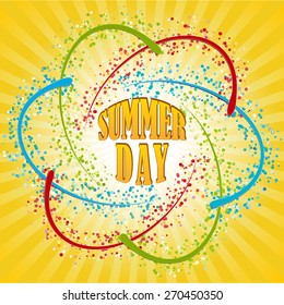 Vector illustration.Summer day. Colorful abstract circles in many colored dots on a  light  background.