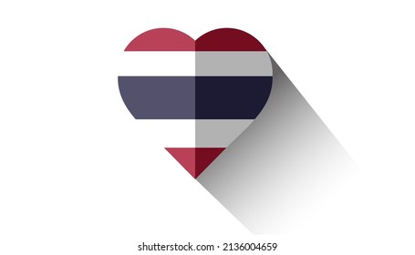 Vector  illustration.thailand flag icon in the shape of heart. Abstract patriotic ukrainian flag with love symbol. blue, white, red.