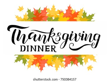 Vector illustration.Thanksgiving Dinner typography vector design for greeting cards and poster on white textured background, design template celebration.Thanksgiving beautiful inscription, lettering.