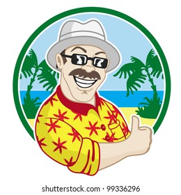 Vector illustration.Tourist.