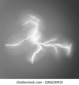 Vector illustration.Transparent light effect of electric lightning.The indomitable power of natural energy