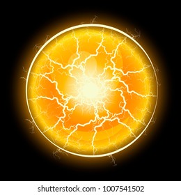 Vector illustration.Transparent light effect of electric ball lightning. 
Magic plasma ball.
