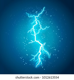 Vector illustration.Transparent light effect of electric lightning.The indomitable power of natural energy