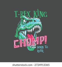ilustração vetorialT-rex King Chomp dinossauro meninos gráfico para impressões de t shirt