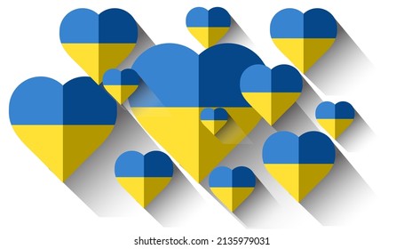 Vector  illustration.Ukraine flag icon in the shape of heart. Abstract patriotic ukrainian flag with love symbol. Blue and yellow.