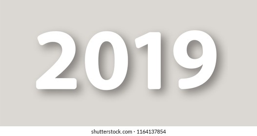 Vector illustration.Vector modern minimalistic Happy new year card for 2019 with main big numbers Vector illustration.