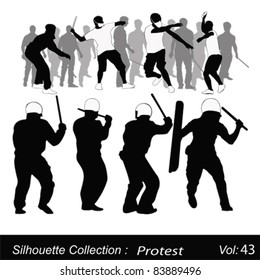 Vector illustration.Violent protest