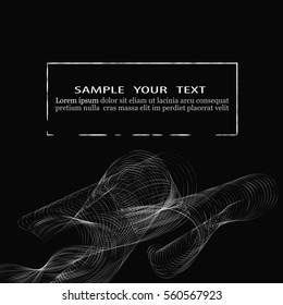 Vector illustration.White lines on a black background.Realistic smoke.