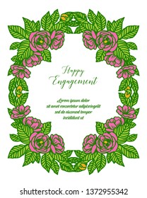 Vector illustratioon blossom flower frame for various ornate happy engagement hand drawn