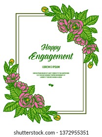 Vector illustratioon blossom flower frame for various ornate happy engagement hand drawn
