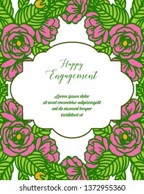 Vector illustratioon blossom flower frame for various ornate happy engagement hand drawn