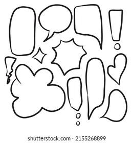 ilustración vectorial. Conjunto de burbujas de habla diseño de decoración de palabras. charla de grandes burbujas