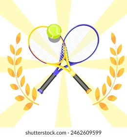 vector, illustratior, drawings, sports, tennis winner's wreath, tennis, rackets EPS10