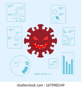 Vector illustratition Covid-19 Coronavirus concept inscription typography design.  presenting statistics charts diagrams and graphs