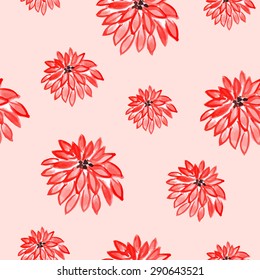 Vector illustratoin of watercolor chrysanthemum seamless texture