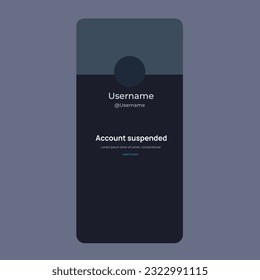 Vector illustraton account suspended notification display