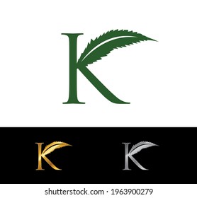 A Vector Illustraton of Cannabis Leaf Monogram Initial Letter Logo 