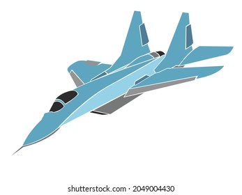 Vector illustraton of jet fighter or attack military aircraft with solid background
