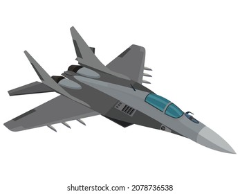 Vector illustraton of jet fighter, war plane attack military aircraft, combat plane with solid background