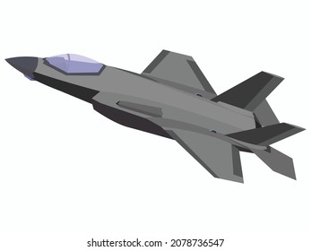 Vector illustraton of jet fighter, war plane attack military aircraft, combat plane with solid background