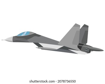 Vector illustraton of jet fighter, war plane attack military aircraft, combat plane with solid background