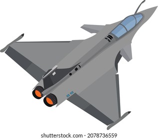 Vector illustraton of jet fighter, war plane attack military aircraft, combat plane with solid background