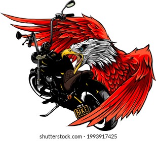 vector illustraton of motorcycle with the head eagle