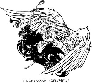 vector illustraton of motorcycle with the head eagle