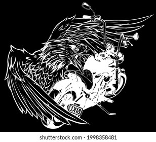 vector illustraton of motorcycle with the head eagle