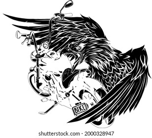 vector illustraton of motorcycle with the head eagle